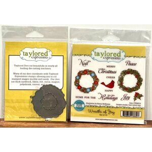 Rare Taylored Expressions Christmas Wreath Stamps & Dies Set TEMS19 & TE29